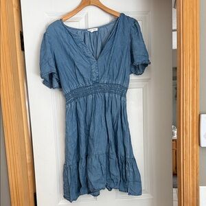 Blu Pepper Denim Blue Ruffle Mini Dress
